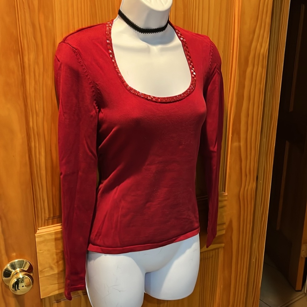 INC International Concepts Sweater with Beaded Neckline - Picture 8 of 11